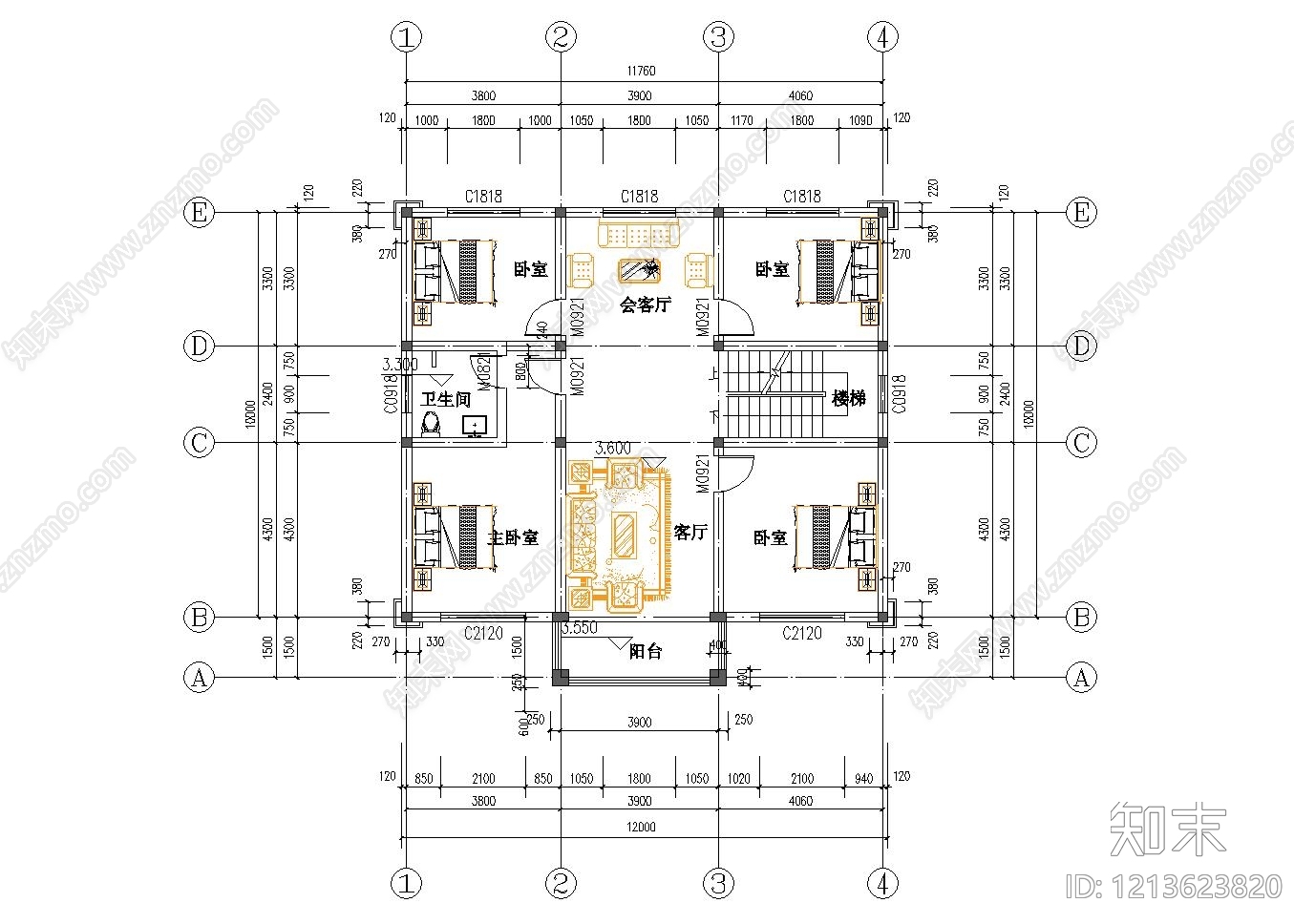 新中式现代住宅楼建筑cad施工图下载【ID:1213623820】