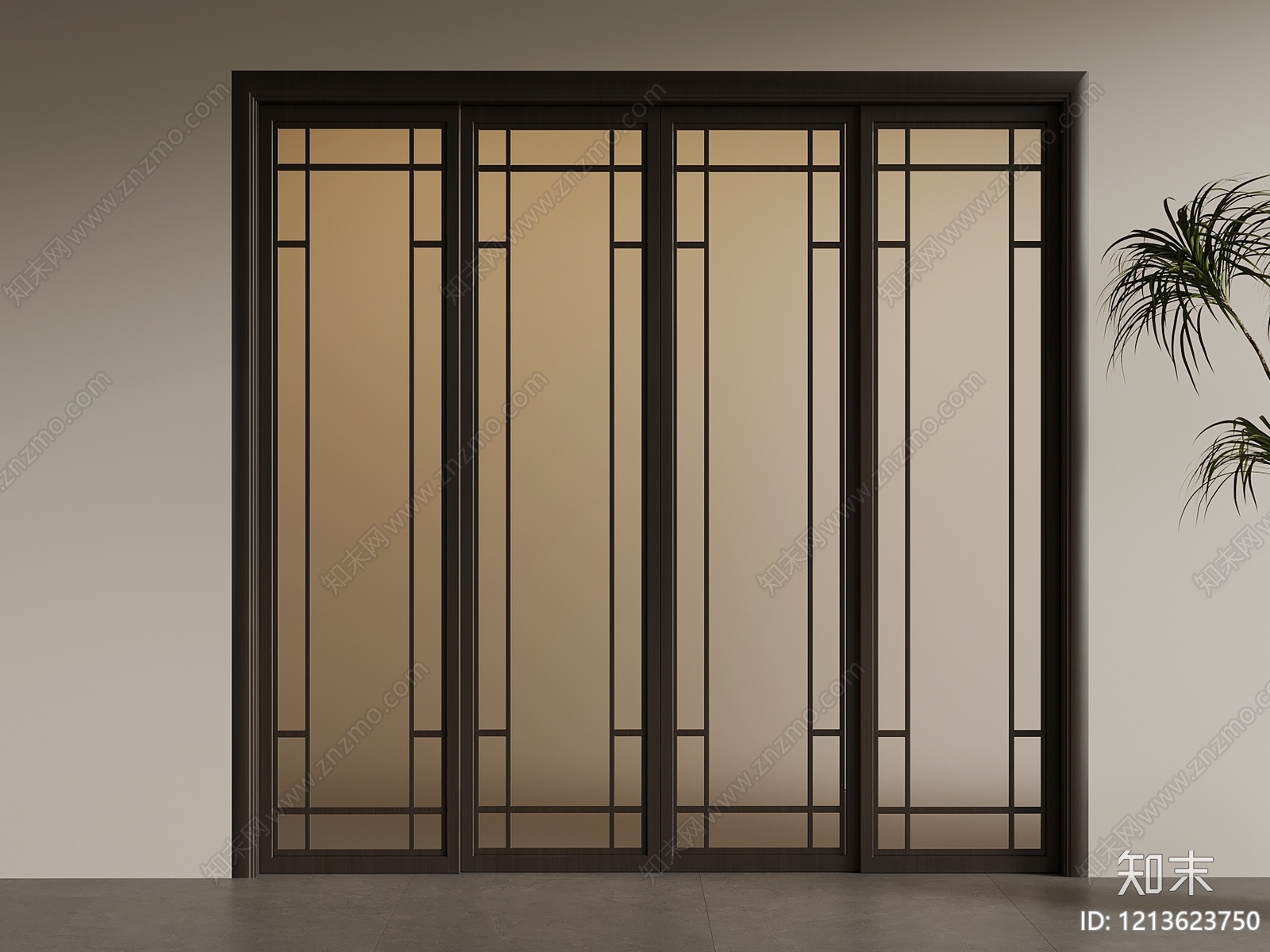新中式推拉门3D模型下载【ID:1213623750】
