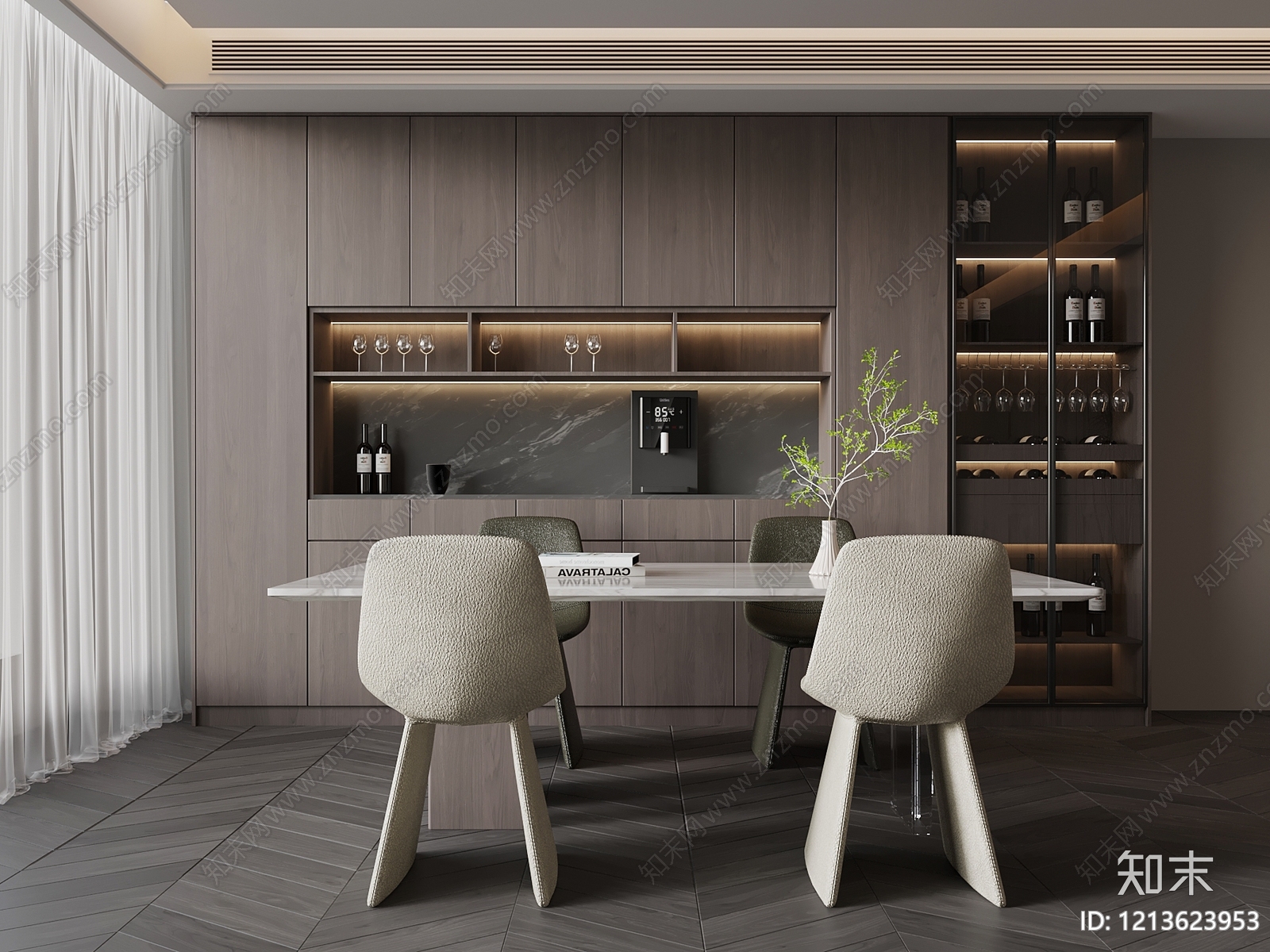 现代简约家居餐厅3D模型下载【ID:1213623953】