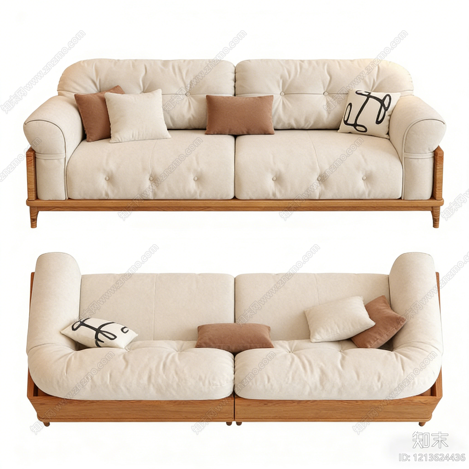 原木风沙发床3D模型下载【ID:1213624436】