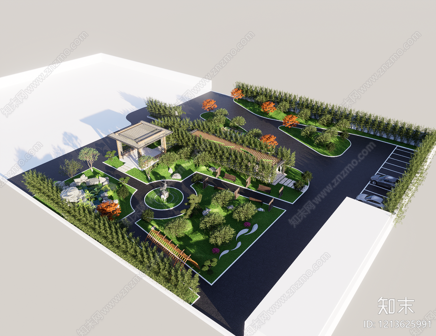 XX办公园区景观SU模型下载【ID:1213625991】