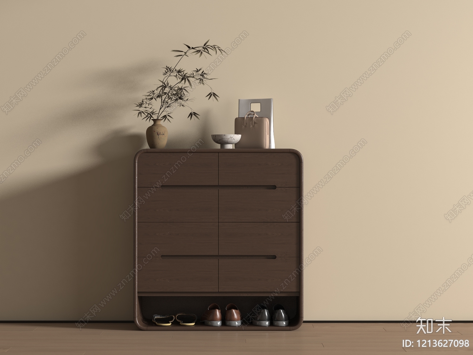 新中式鞋柜3D模型下载【ID:1213627098】