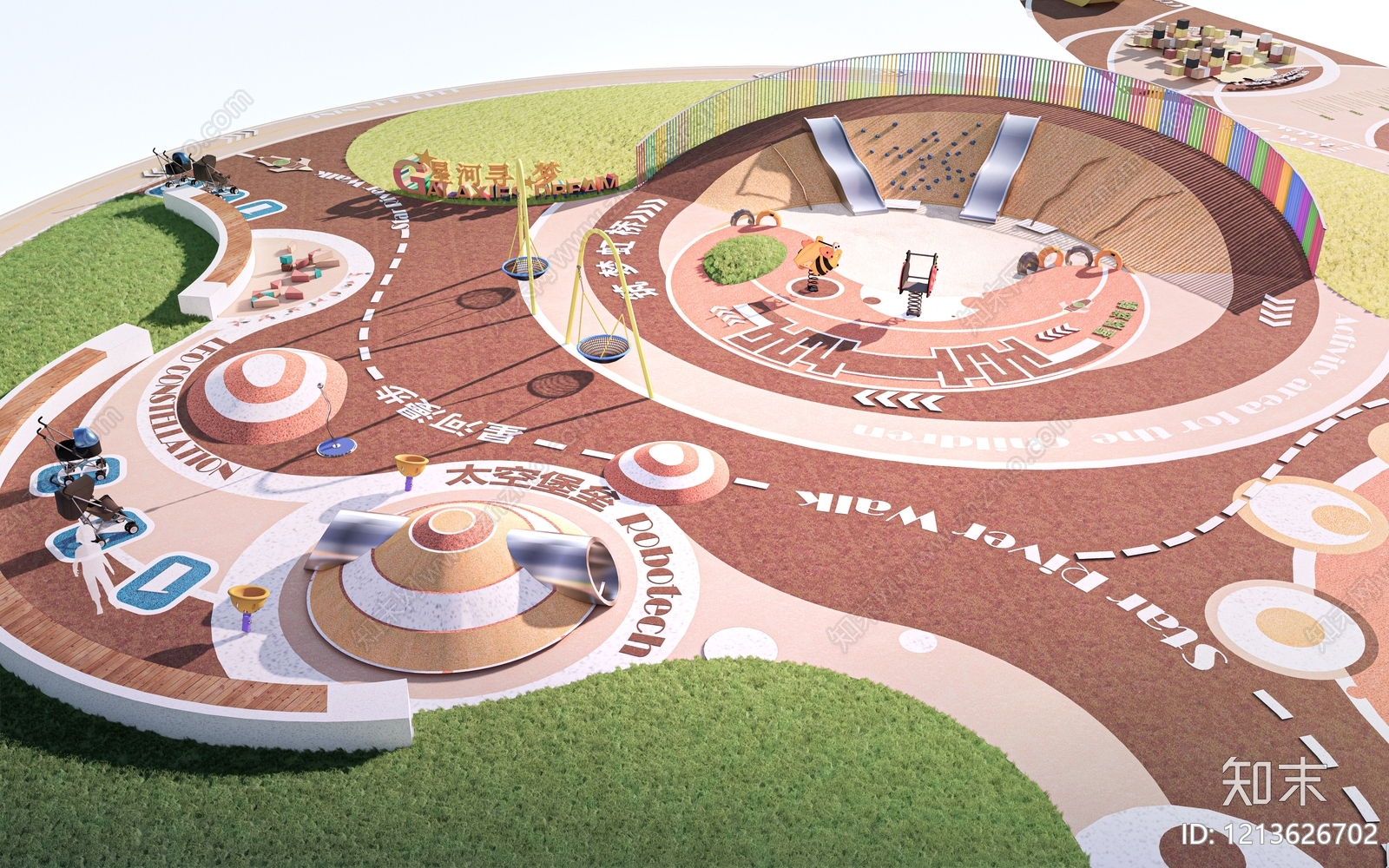 现代儿童友好型景观游乐设施SU模型下载【ID:1213626702】