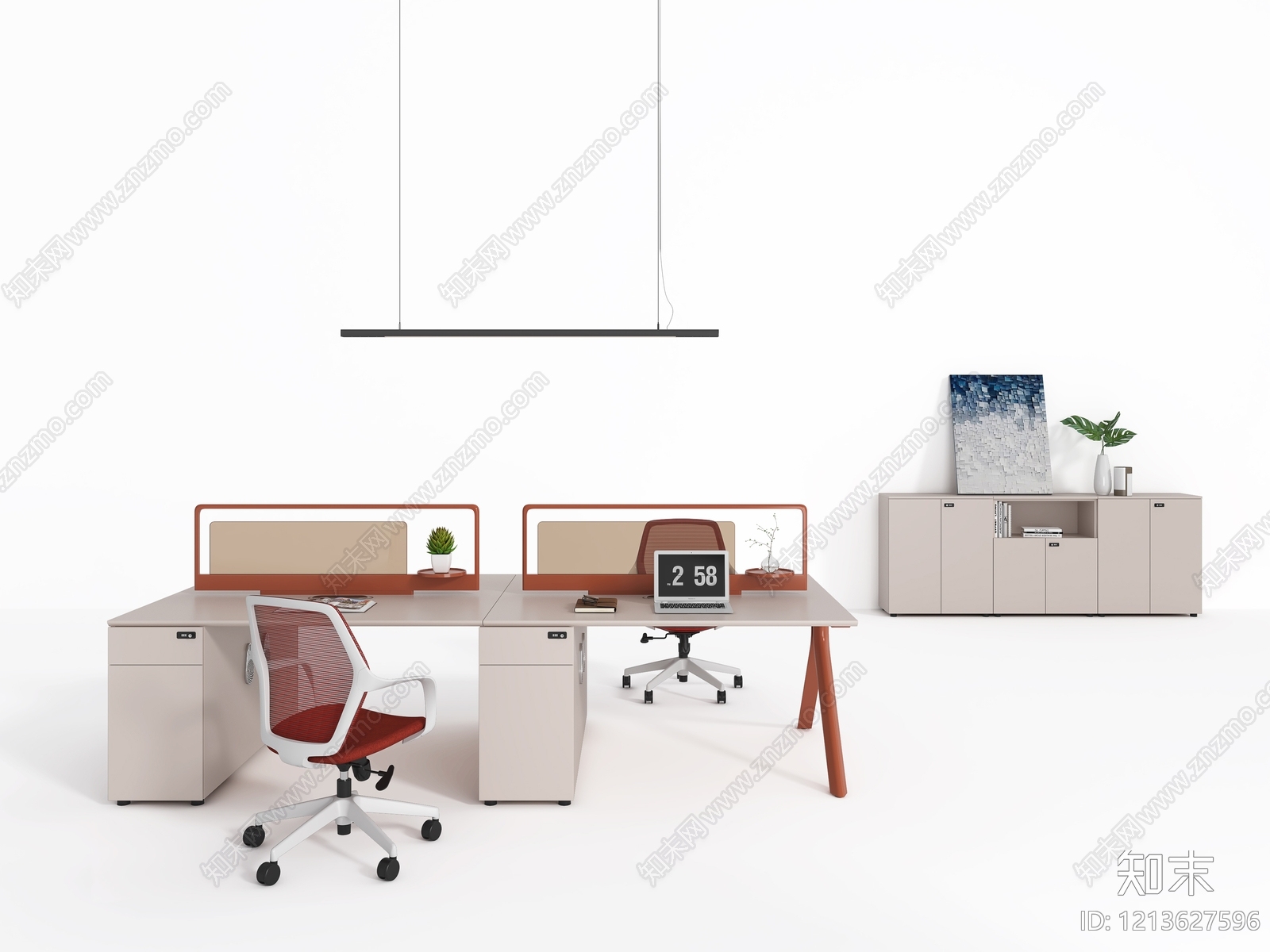 现代简约办公桌SU模型下载【ID:1213627596】