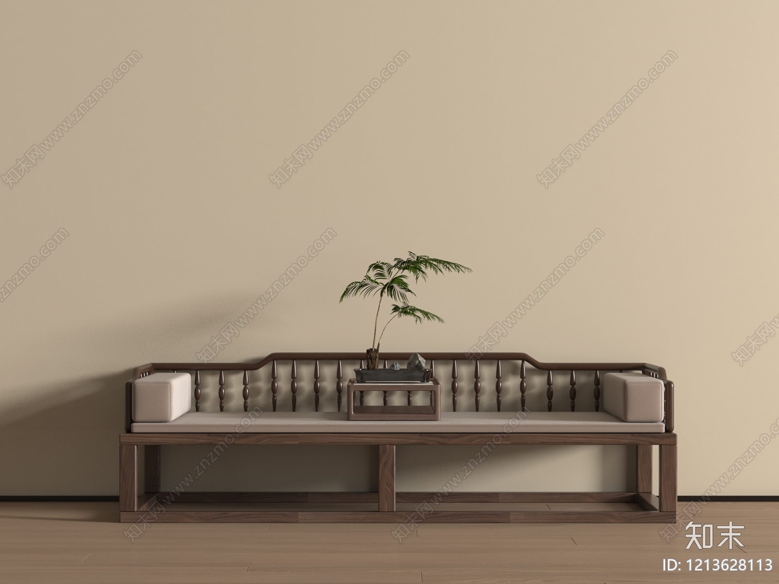 新中式罗汉床SU模型下载【ID:1213628113】