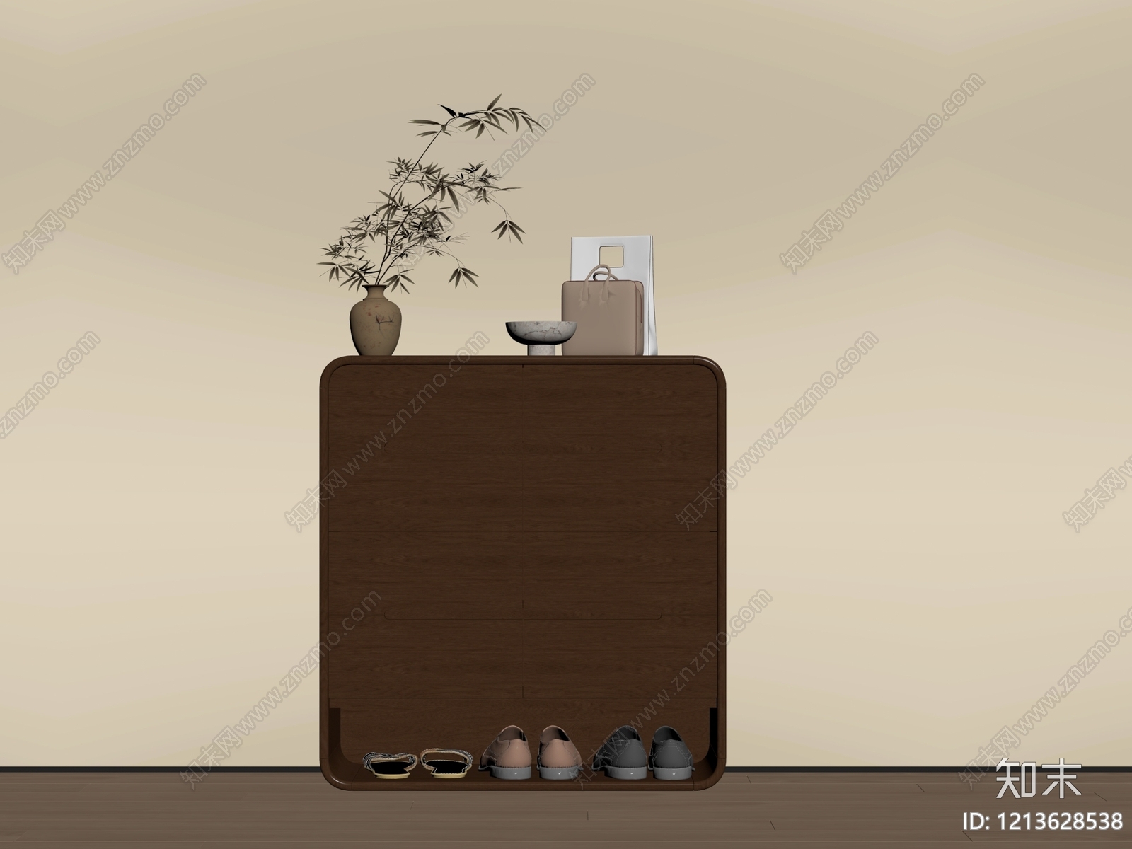 新中式鞋柜SU模型下载【ID:1213628538】