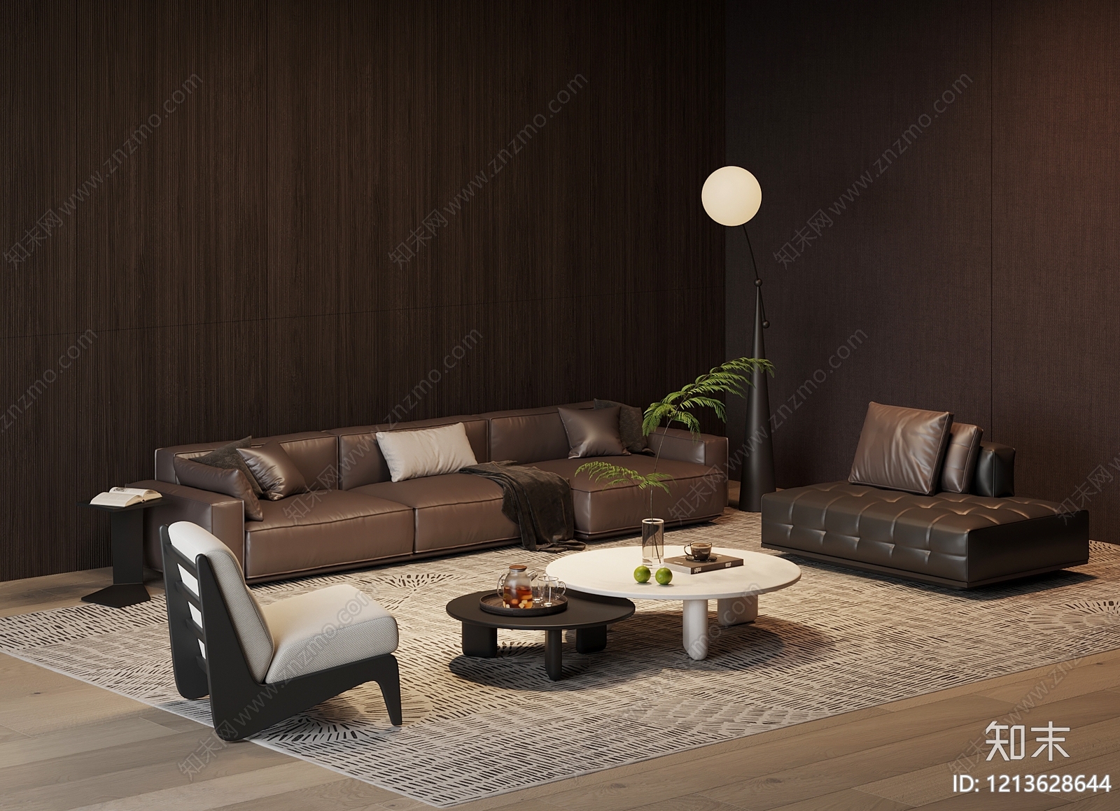 意式极简多人沙发3D模型下载【ID:1213628644】
