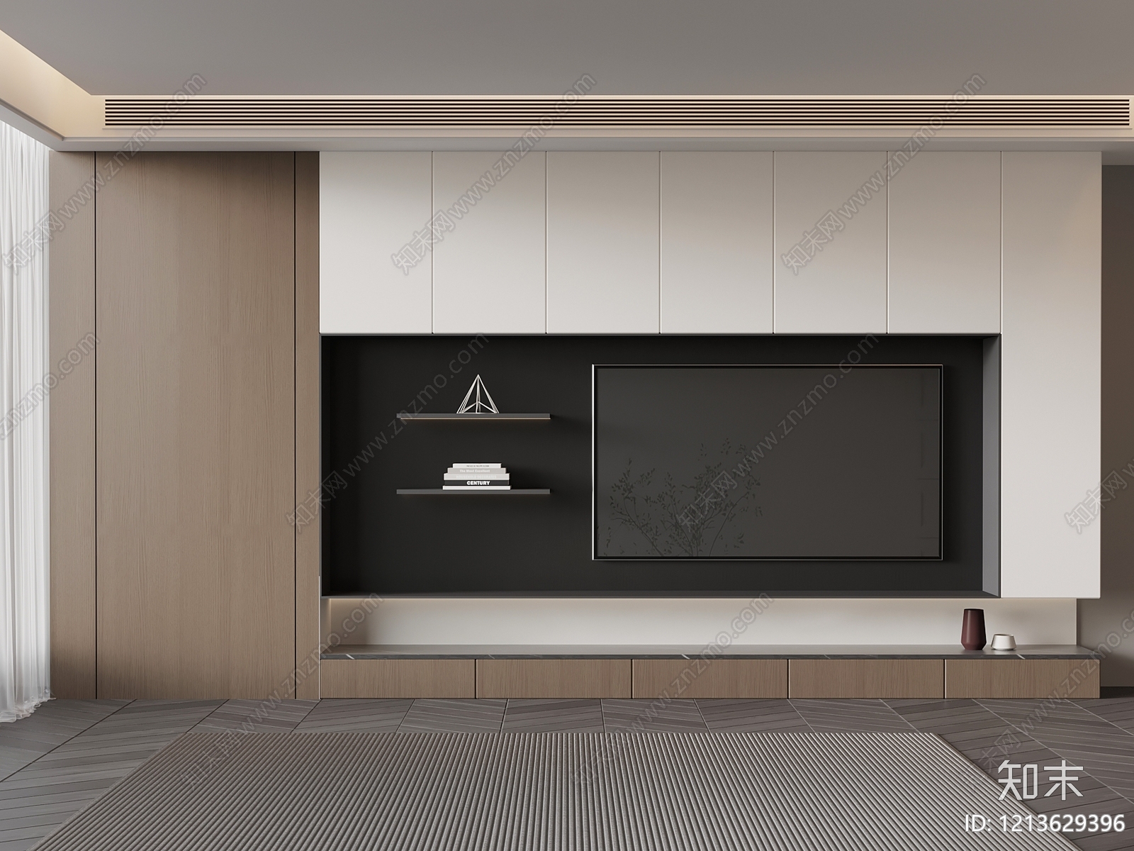 现代简约背景墙SU模型下载【ID:1213629396】