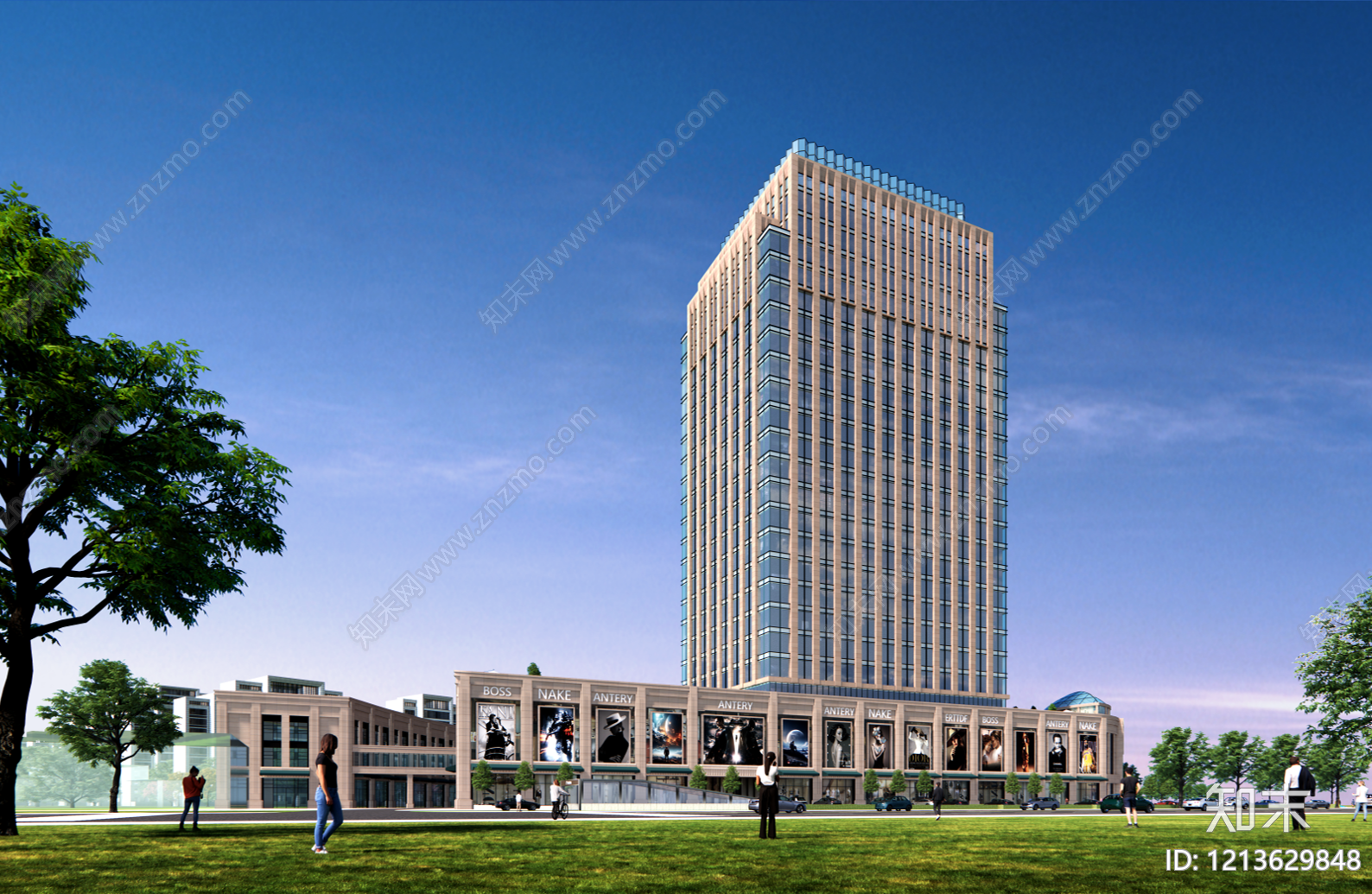 现代主义商场建筑SU模型下载【ID:1213629848】