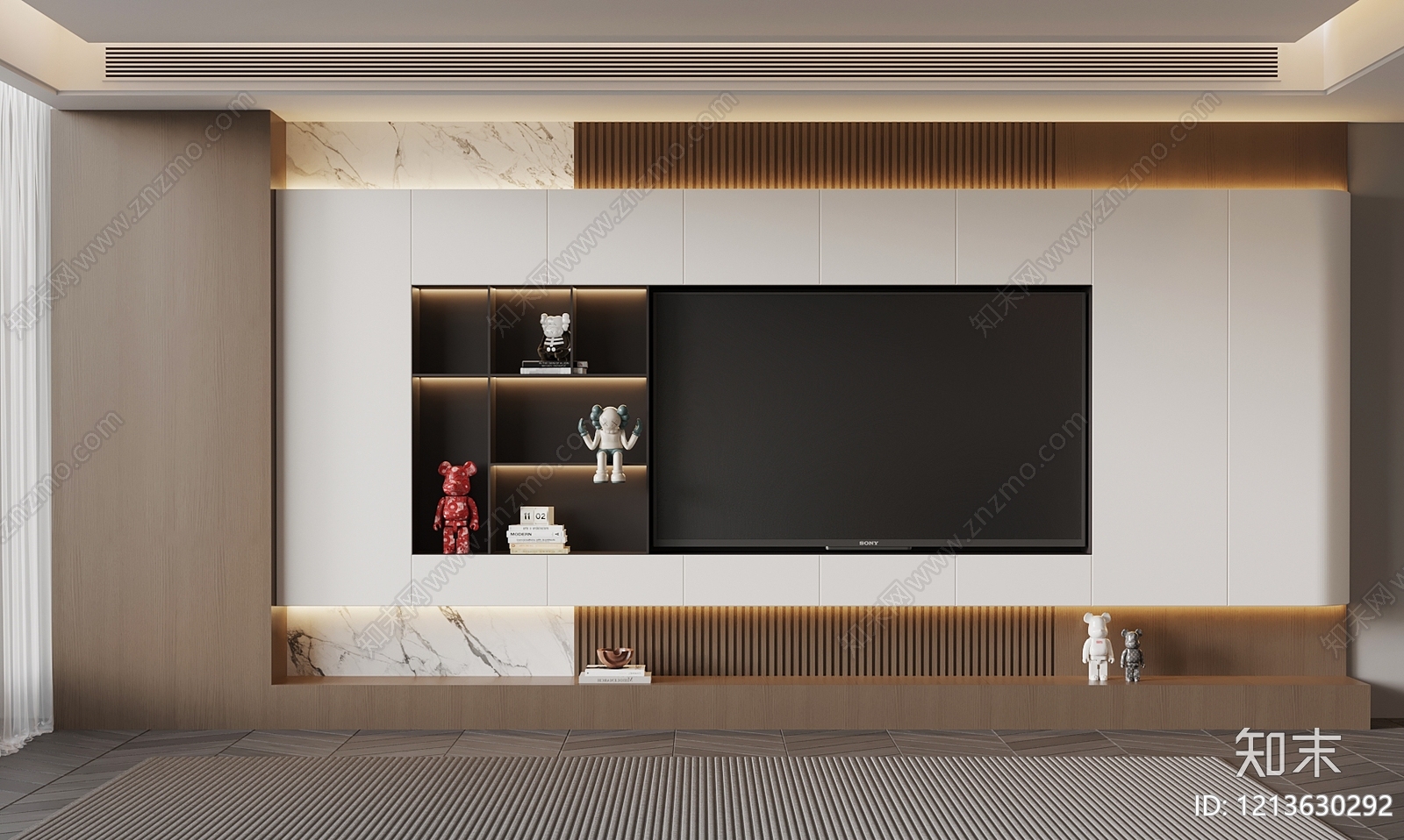 现代简约电视背景墙3D模型下载【ID:1213630292】
