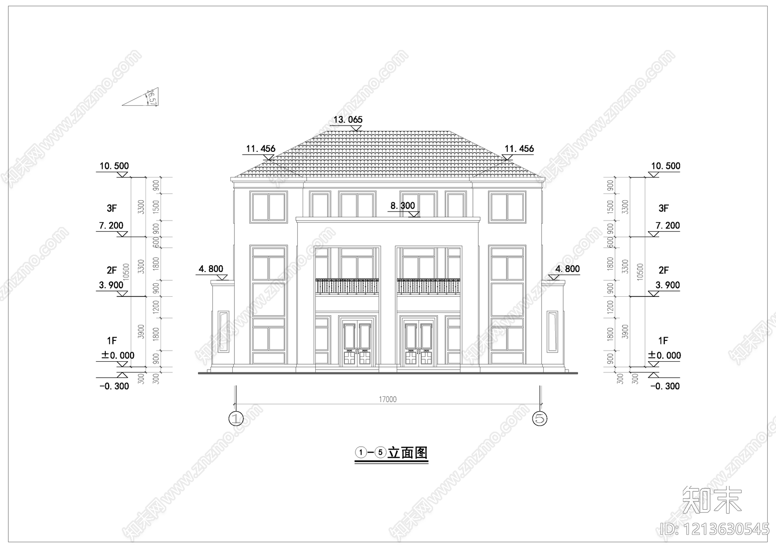 现代别墅建筑cad施工图下载【ID:1213630545】