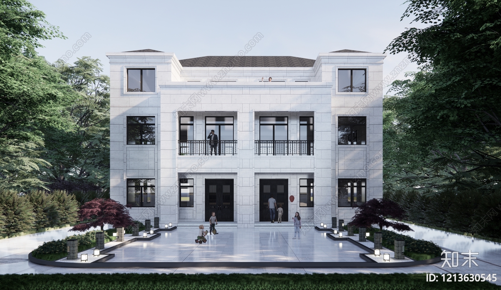 现代别墅建筑cad施工图下载【ID:1213630545】