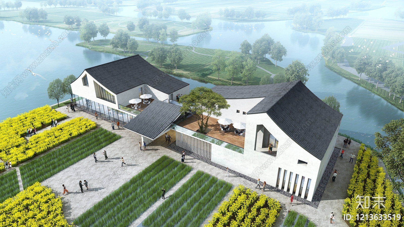 新中式活动中心3D模型下载【ID:1213633519】