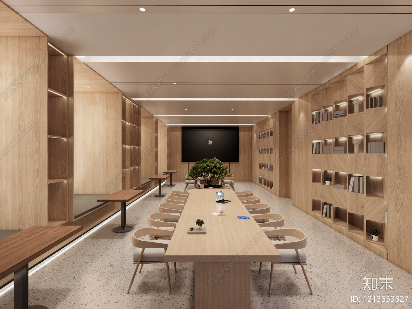 原木风阅览室SU模型下载【ID:1213633627】