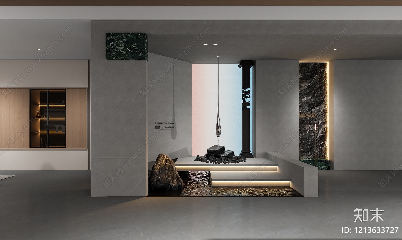 禅意瓷砖展厅3D模型下载【ID:1213633727】