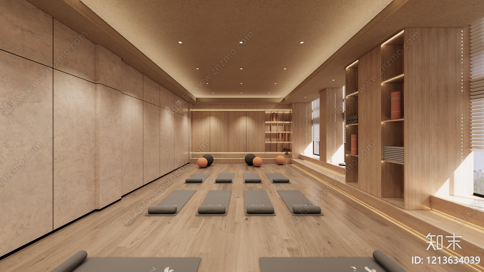 原木侘寂风瑜伽室SU模型下载【ID:1213634039】