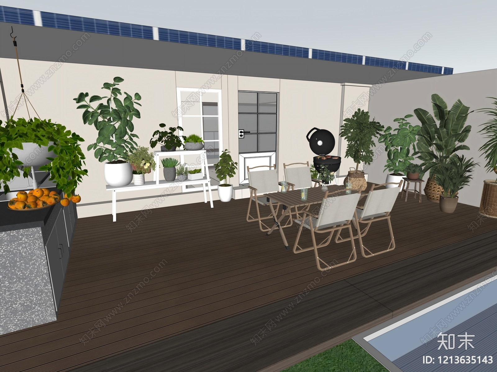 现代屋顶花园SU模型下载【ID:1213635143】
