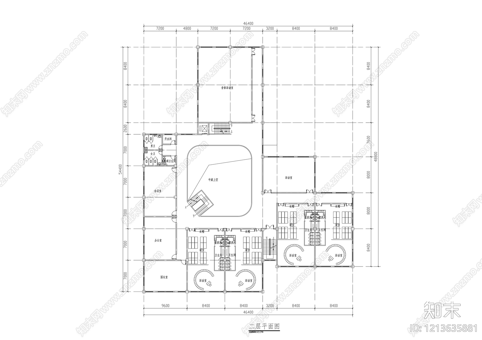 现代简约幼儿园建筑cad施工图下载【ID:1213635881】