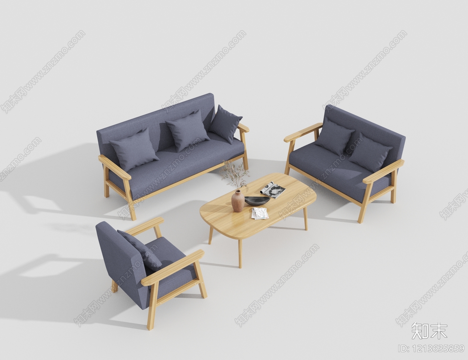 日式沙发组合3D模型下载【ID:1213635859】