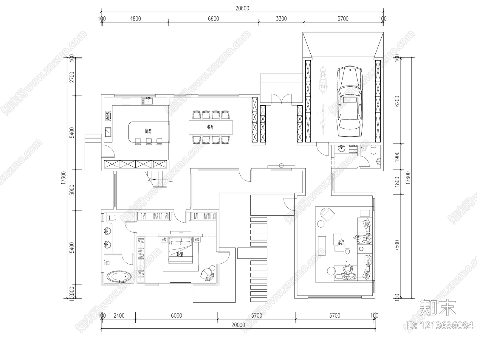 现代别墅建筑cad施工图下载【ID:1213636084】