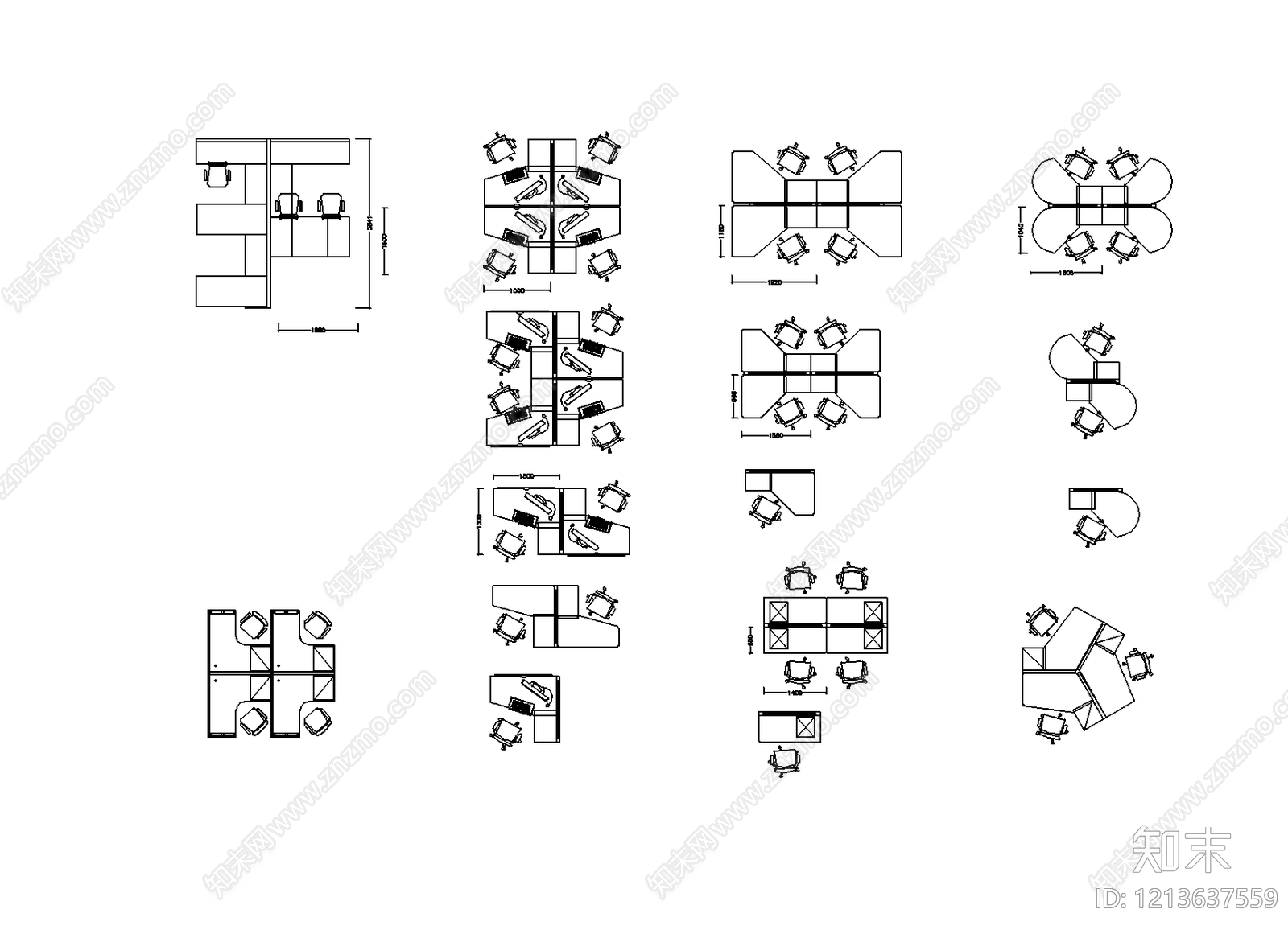 现代简约桌子施工图下载【ID:1213637559】