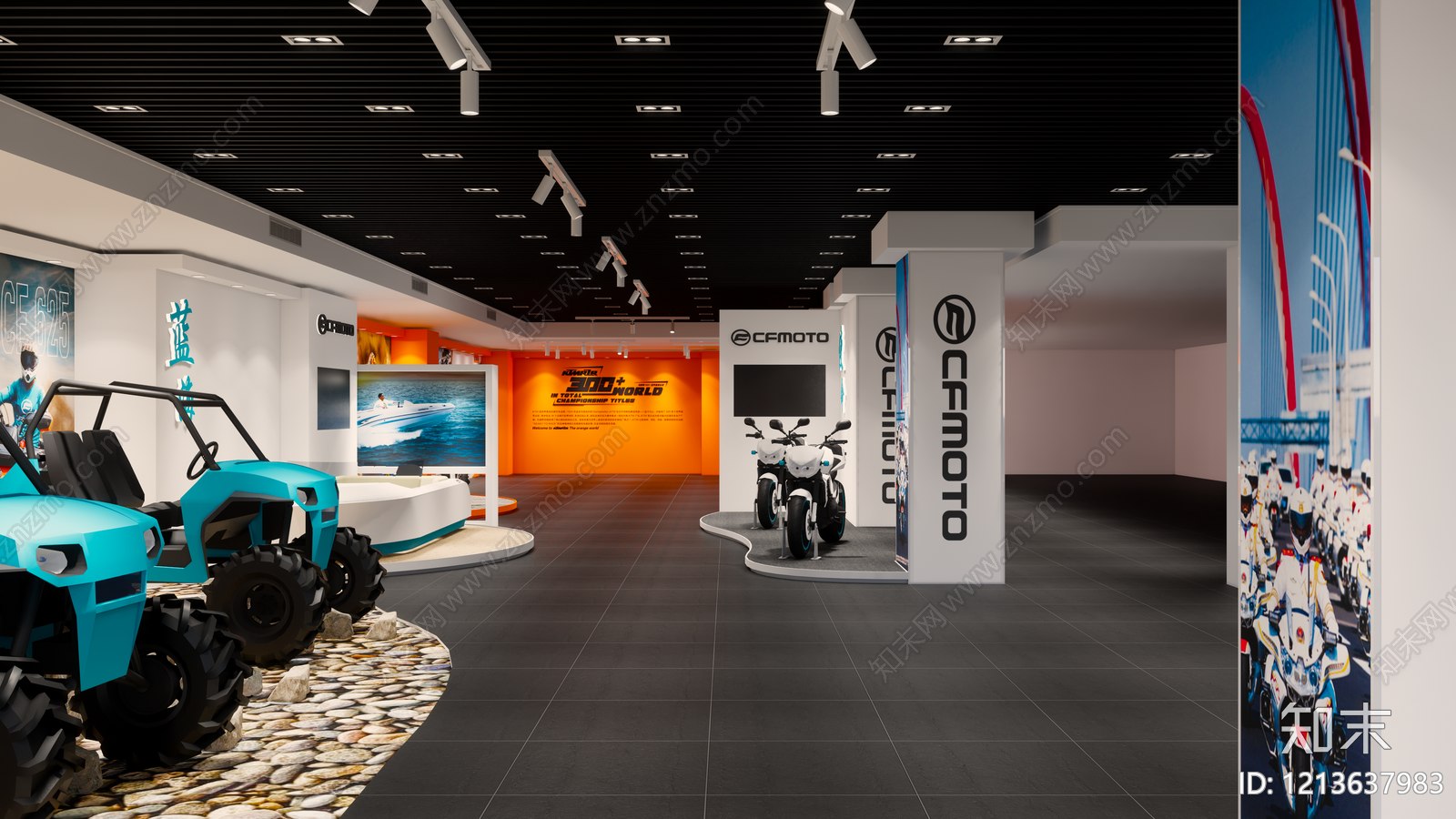 现代简约汽车展厅SU模型下载【ID:1213637983】