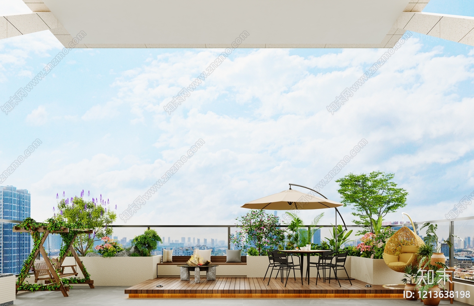 现代简约阳台3D模型下载【ID:1213638198】