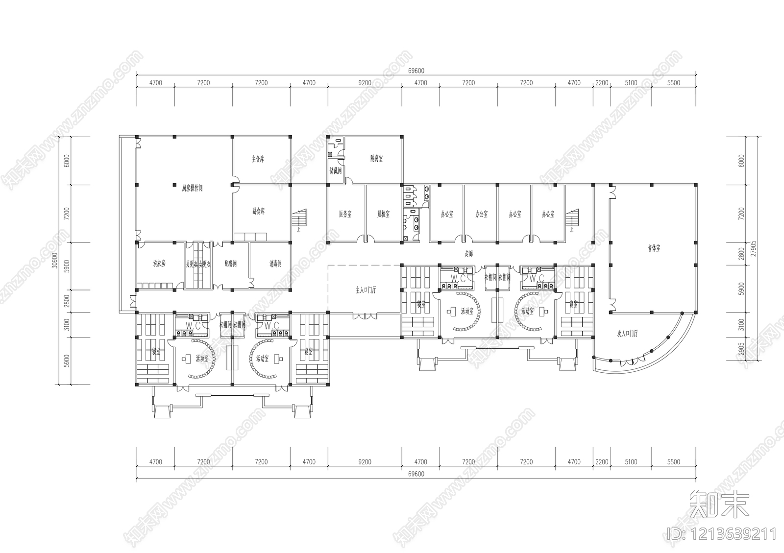 现代简约幼儿园建筑施工图下载【ID:1213639211】