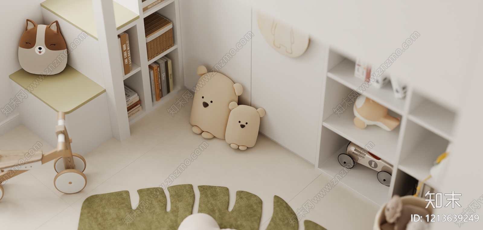 奶油风通用儿童房3D模型下载【ID:1213639249】