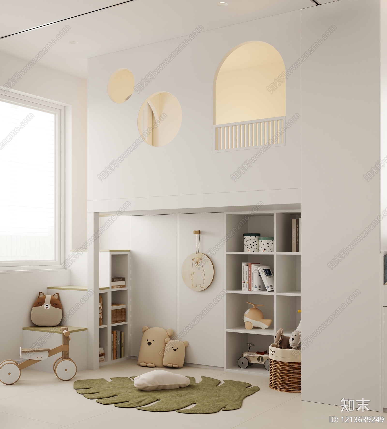奶油风通用儿童房3D模型下载【ID:1213639249】