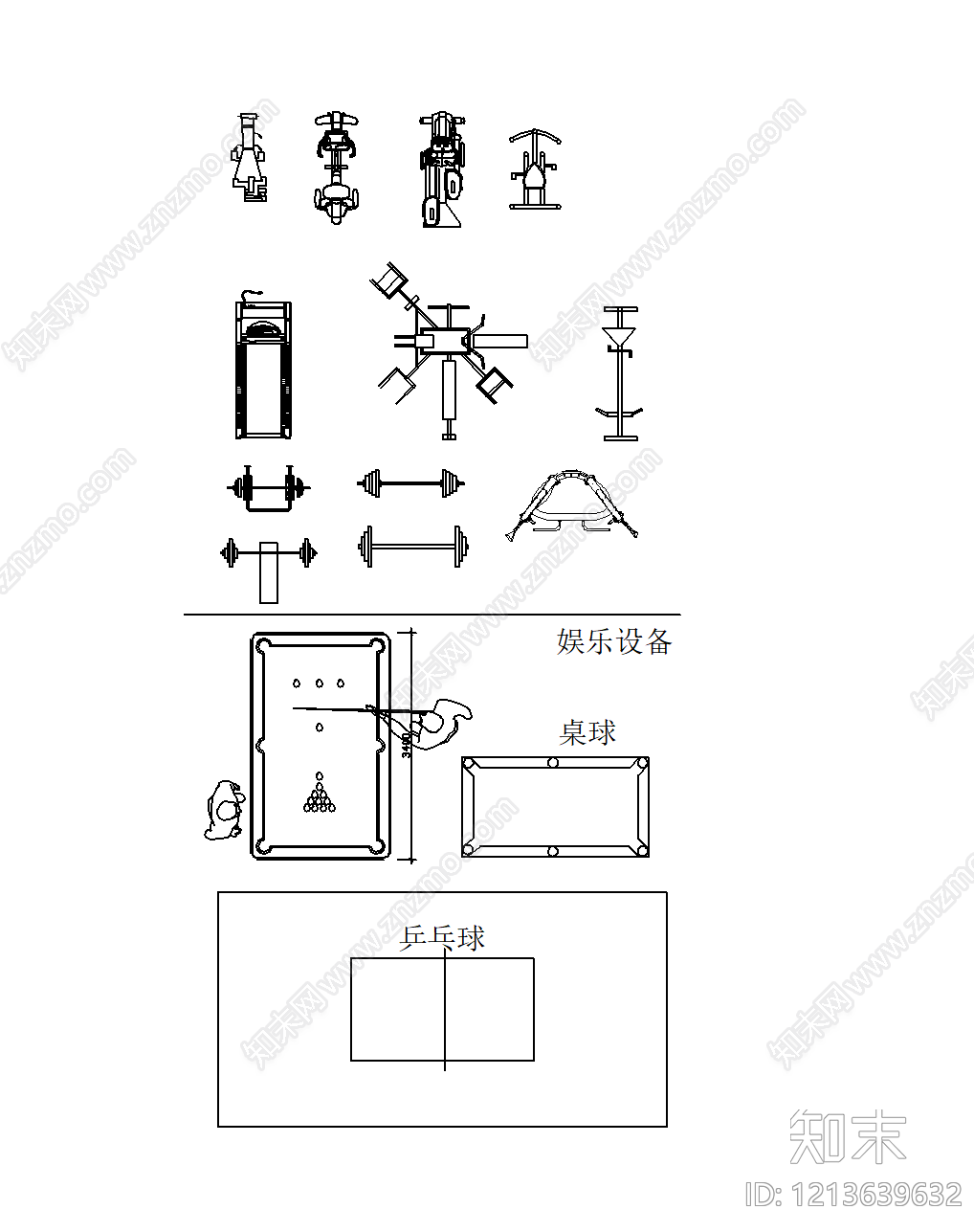 现代简约运动器材施工图下载【ID:1213639632】