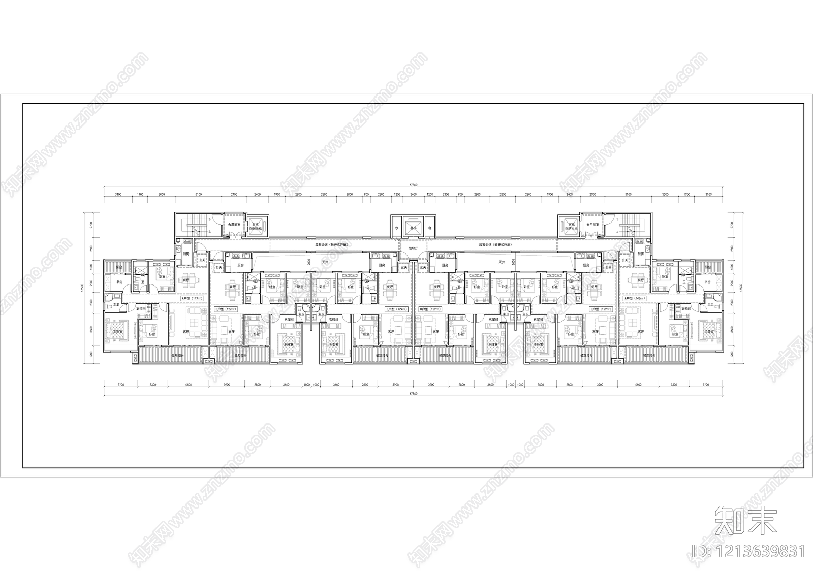 高层住宅cad施工图下载【ID:1213639831】