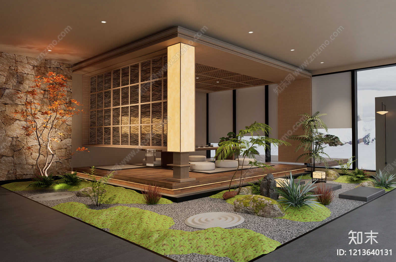 日式禅意茶室SU模型下载【ID:1213640131】