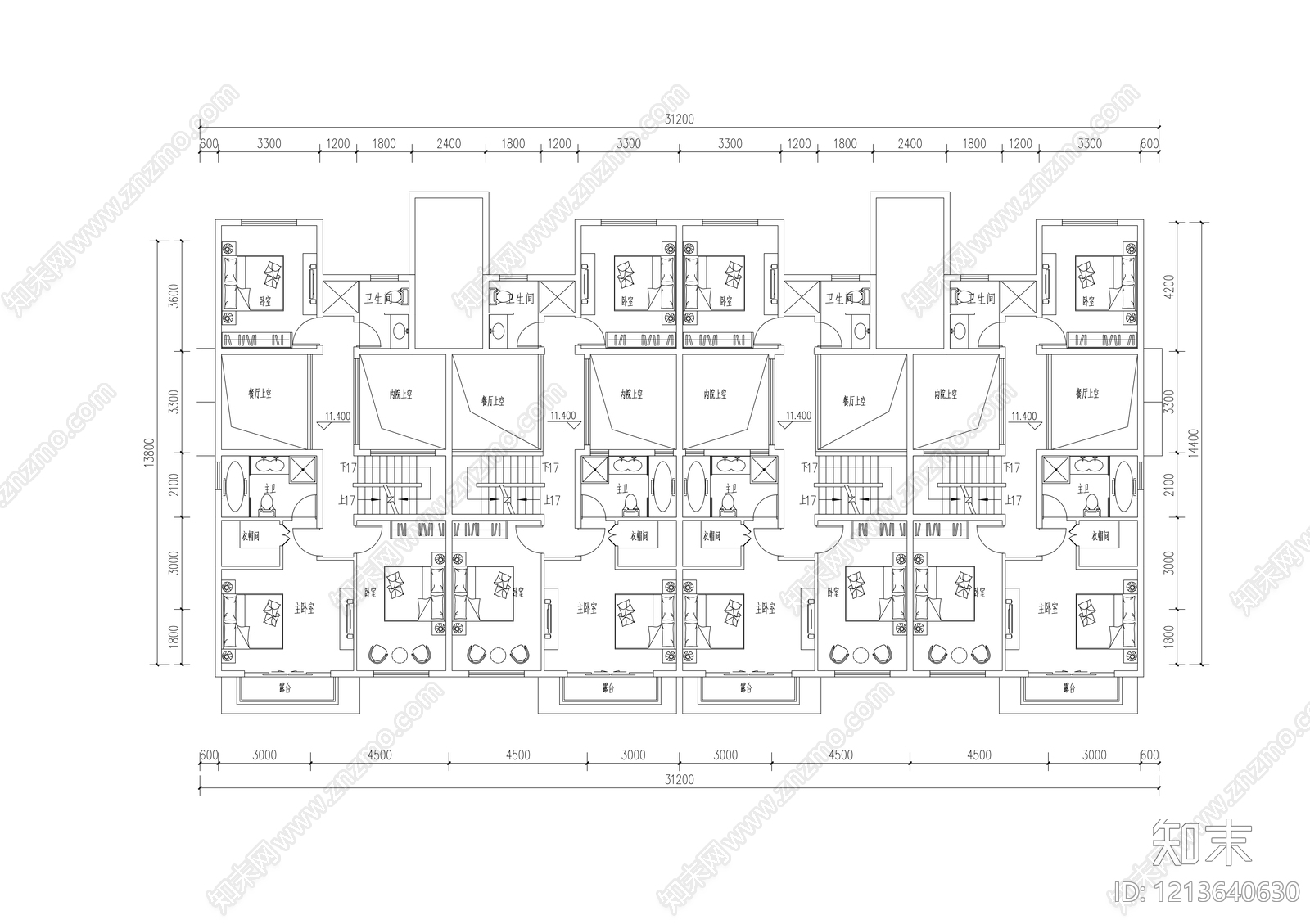 联排住宅cad施工图下载【ID:1213640630】
