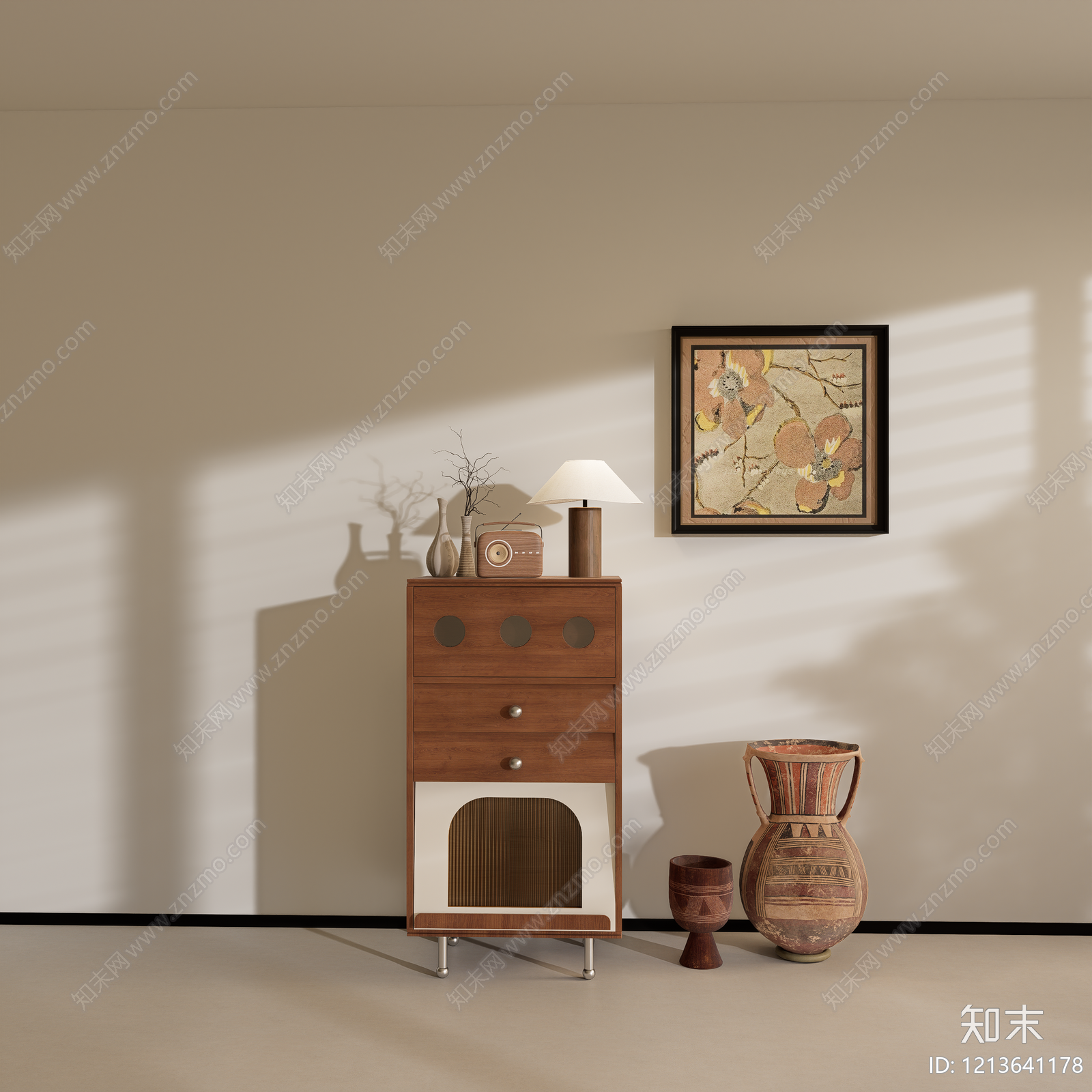 中古风玄关柜3D模型下载【ID:1213641178】