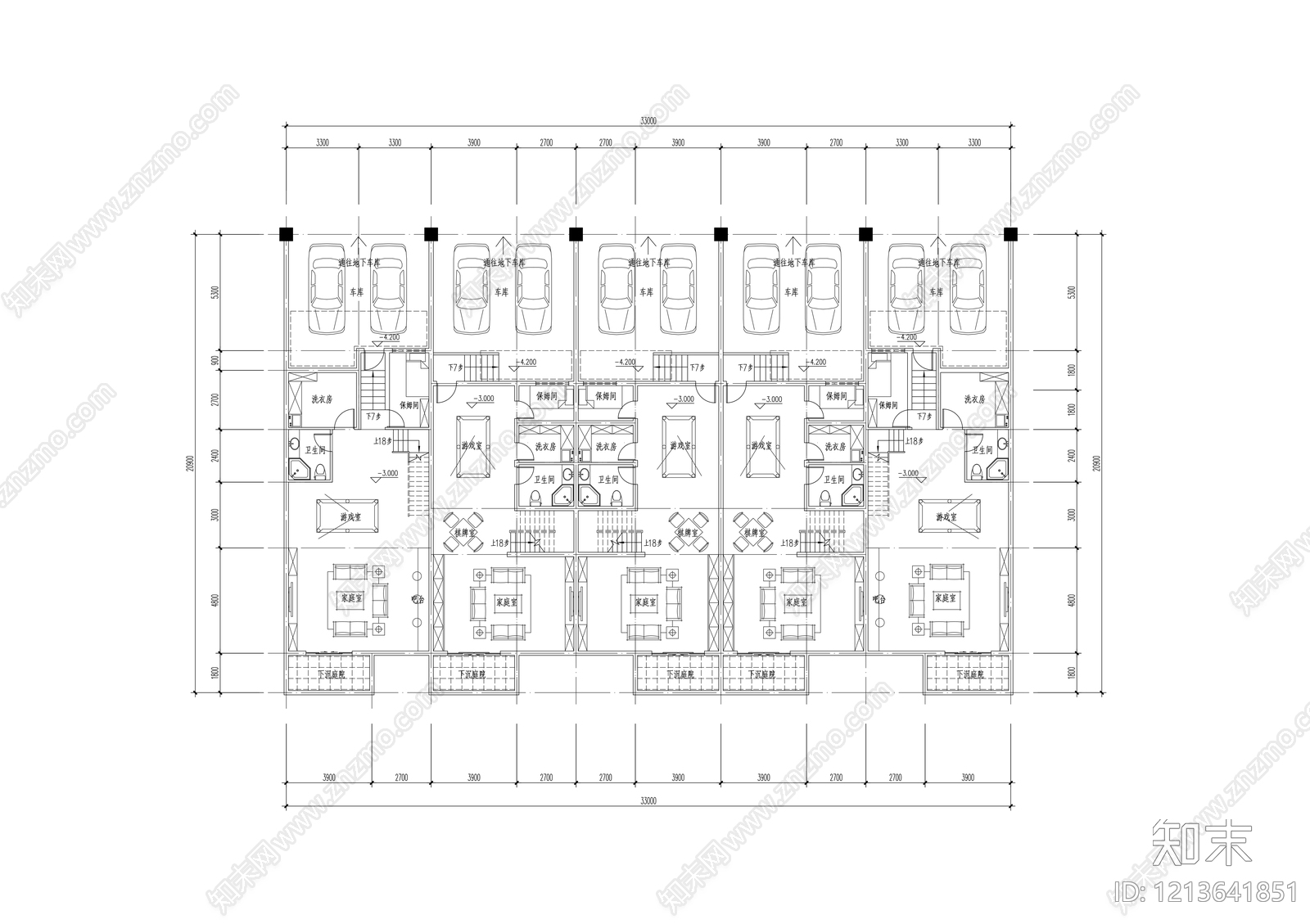 联排住宅cad施工图下载【ID:1213641851】