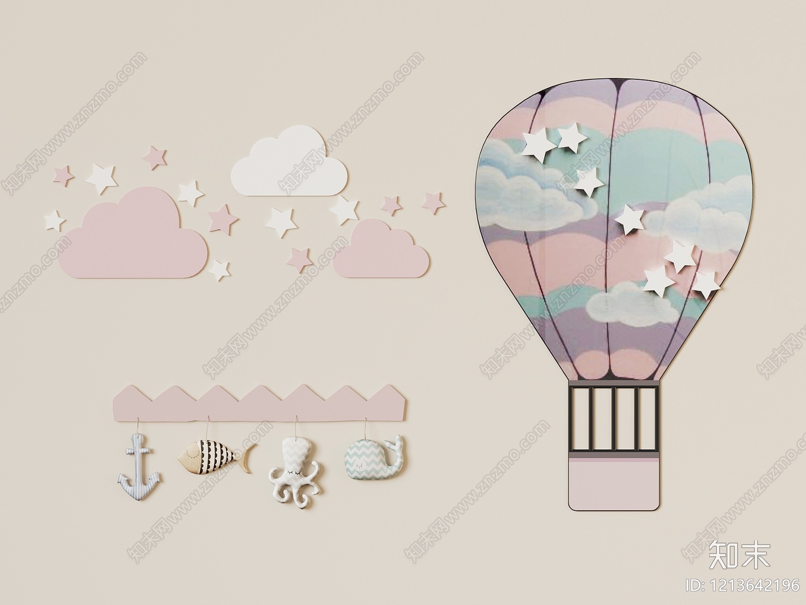 北欧风儿童挂画3D模型下载【ID:1213642196】