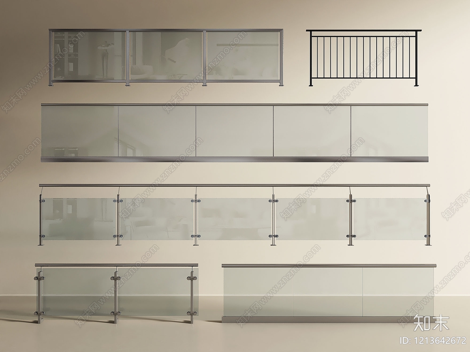 极简栏杆3D模型下载【ID:1213642672】