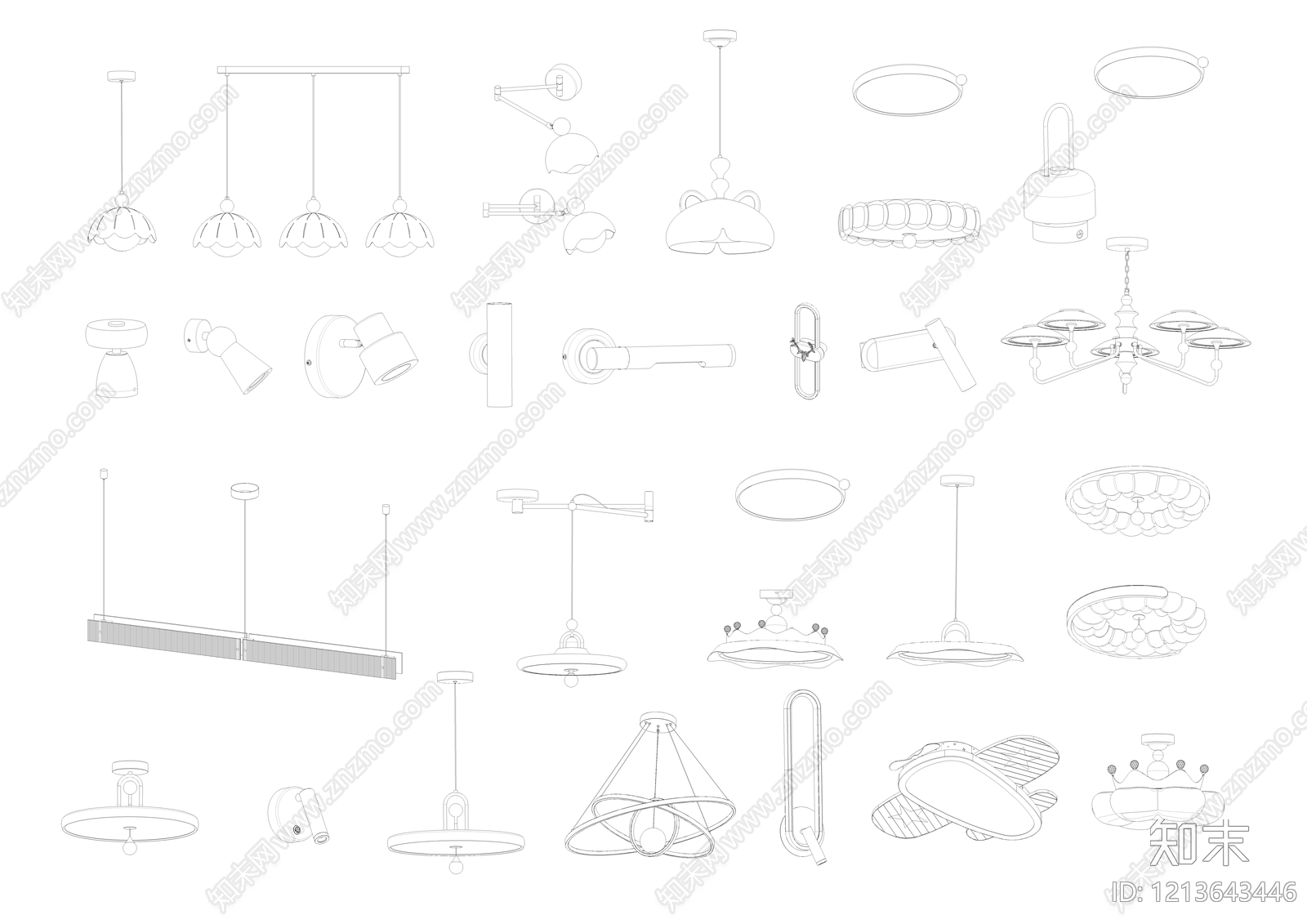现代灯具图库施工图下载【ID:1213643446】