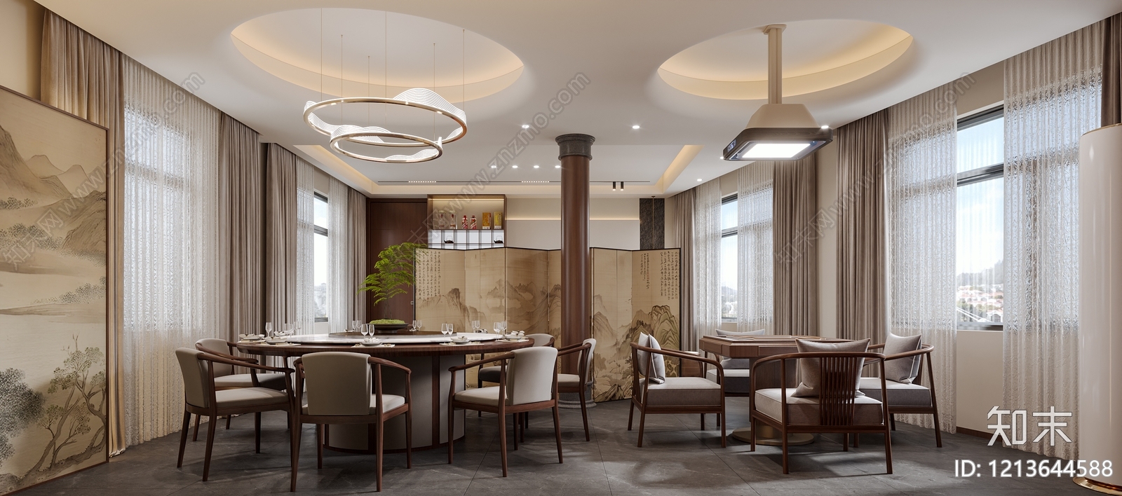 新中式包厢3D模型下载【ID:1213644588】