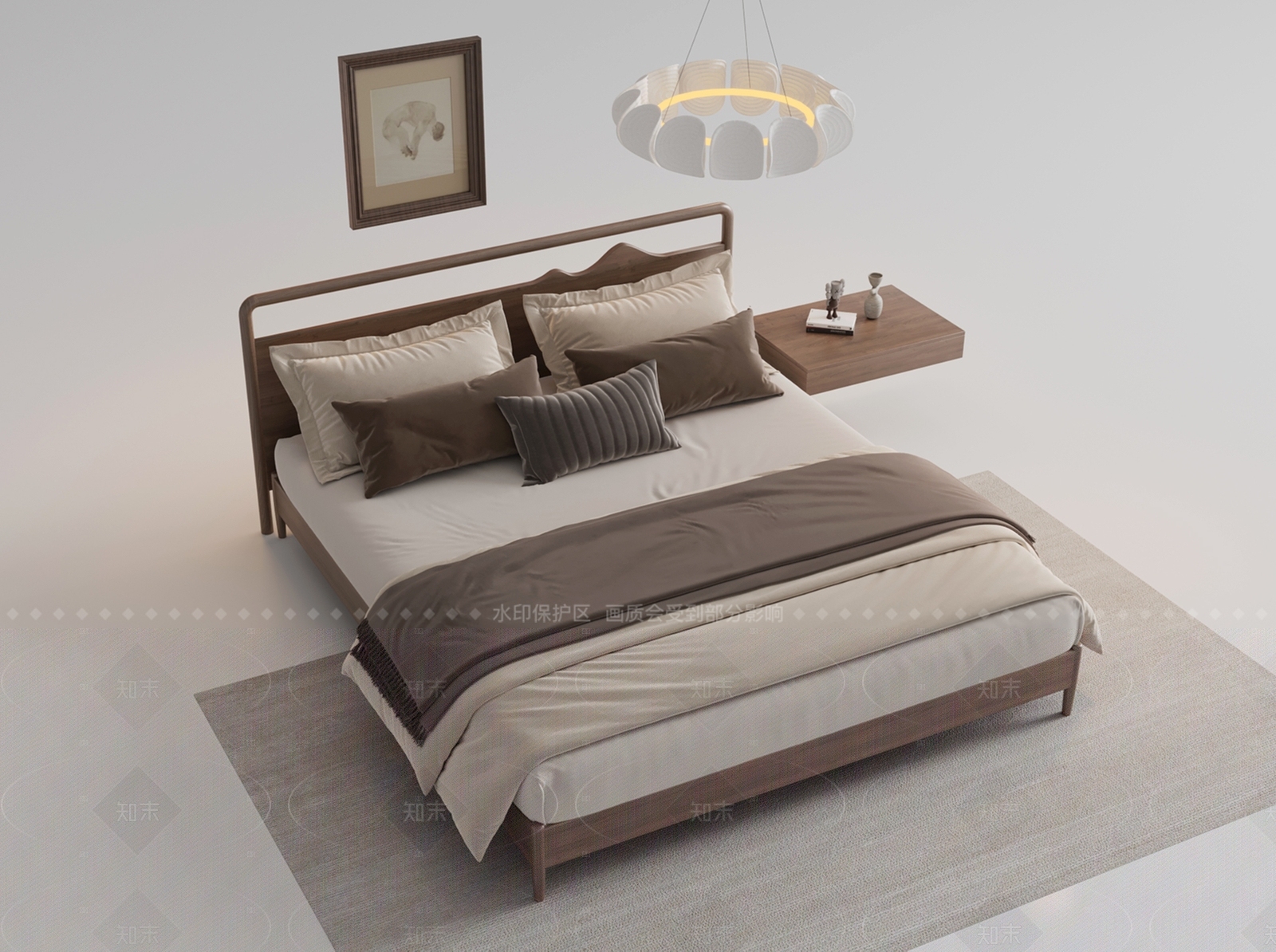 现代简约双人床3D模型下载【ID:1213644752】