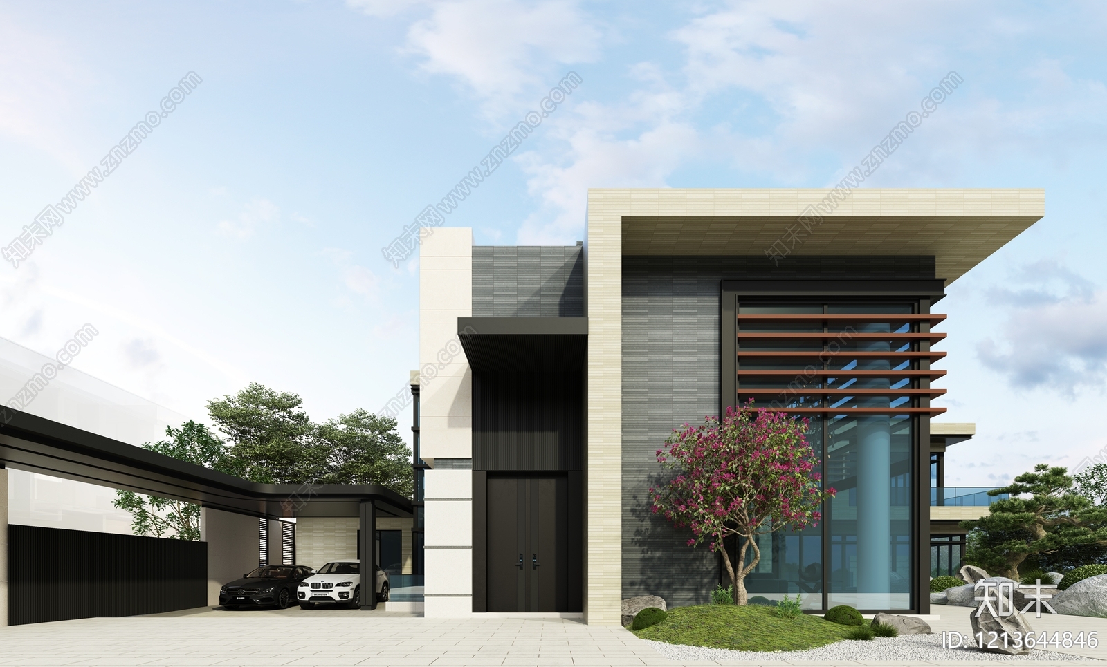 新中式独栋别墅3D模型下载【ID:1213644846】