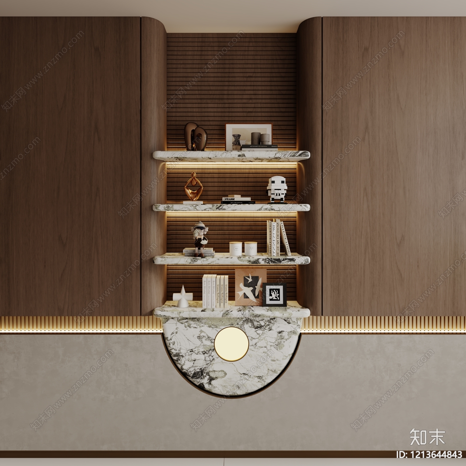 现代轻奢书柜3D模型下载【ID:1213644843】