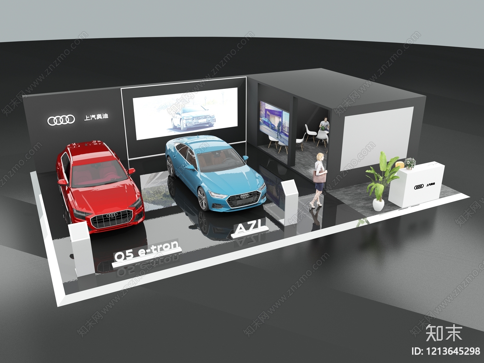 现代简约汽车展台3D模型下载【ID:1213645298】