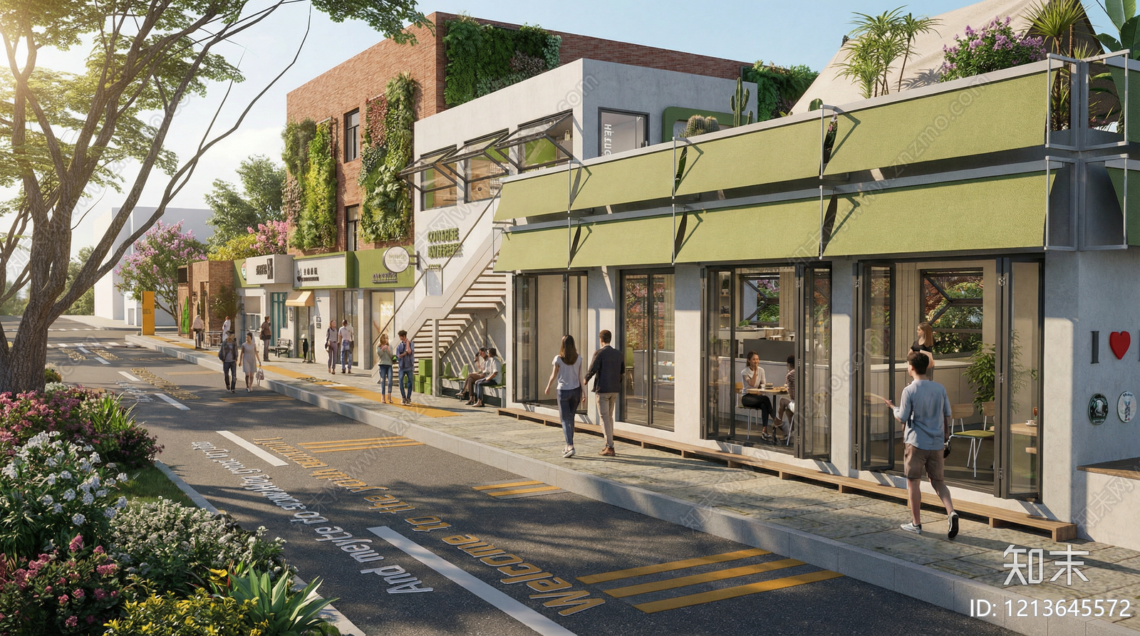 现代复古混搭商业街SU模型下载【ID:1213645572】