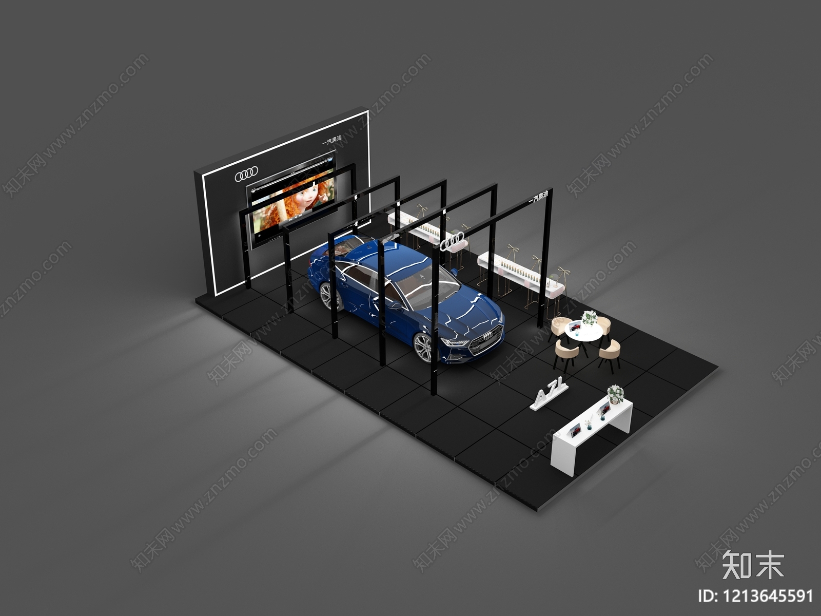 极简主义汽车展台3D模型下载【ID:1213645591】