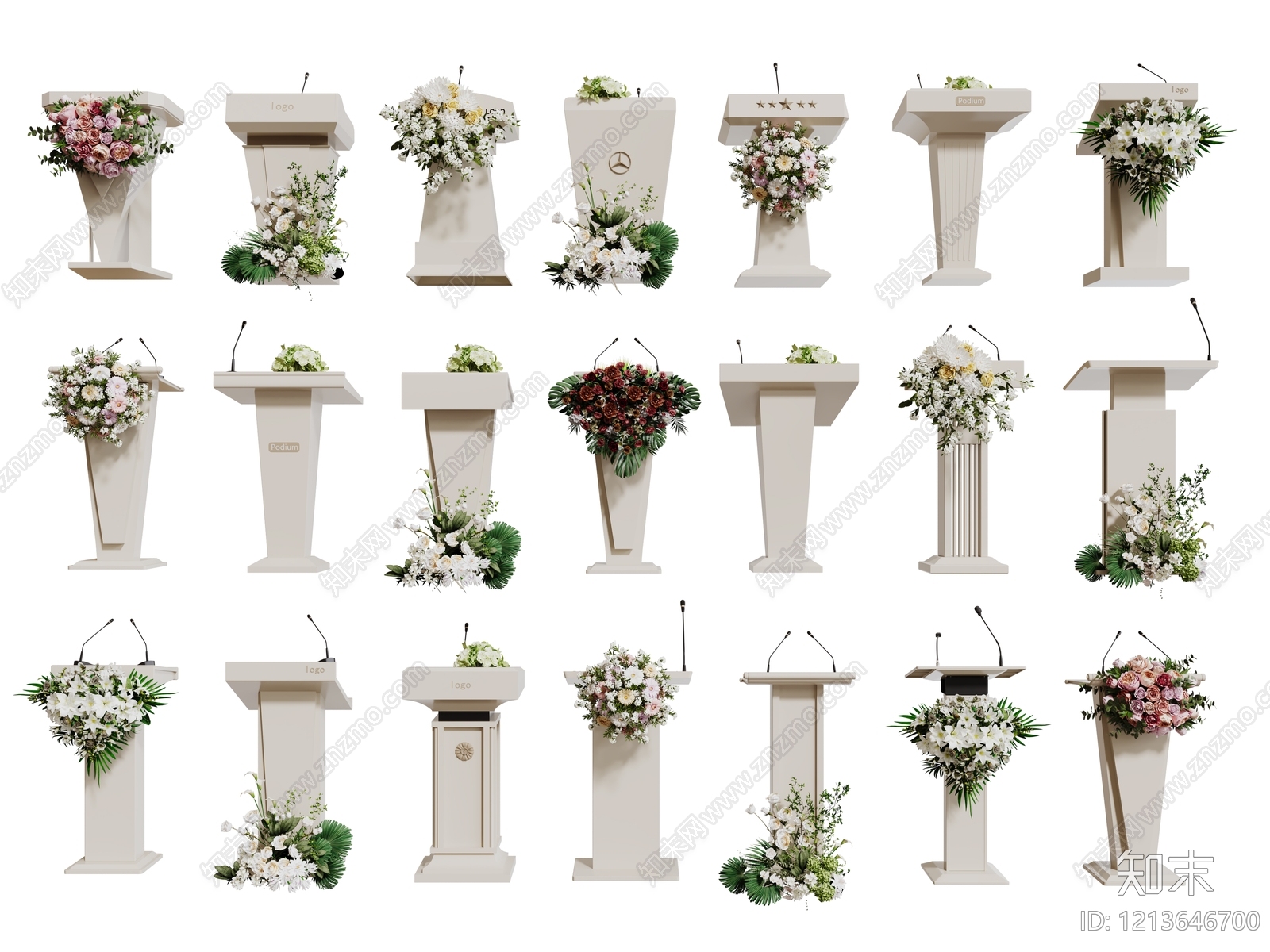 奶油风讲台3D模型下载【ID:1213646700】