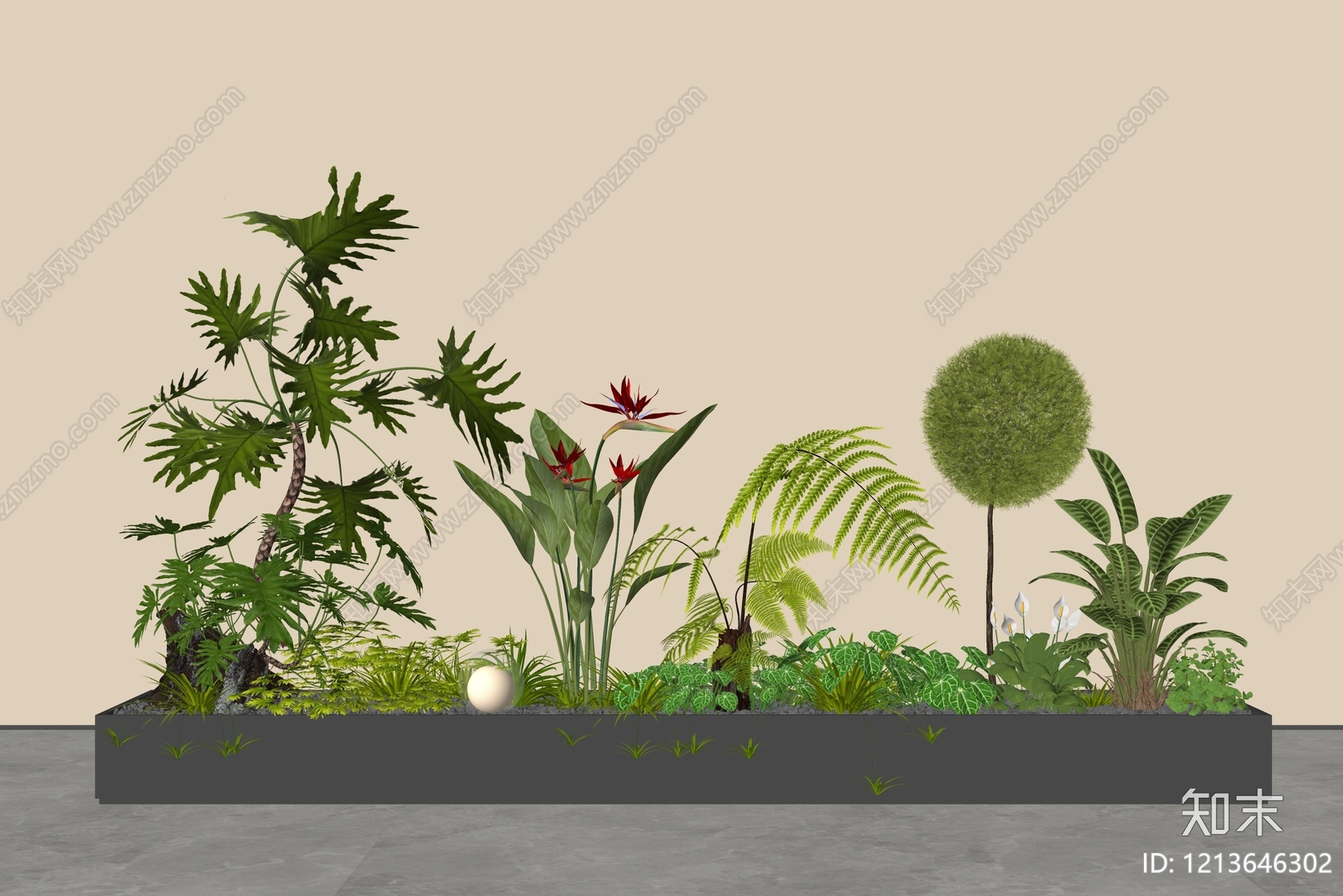 现代简约植物组合SU模型下载【ID:1213646302】