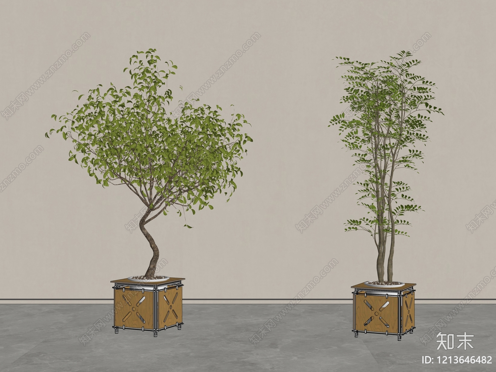 现代简约盆栽SU模型下载【ID:1213646482】