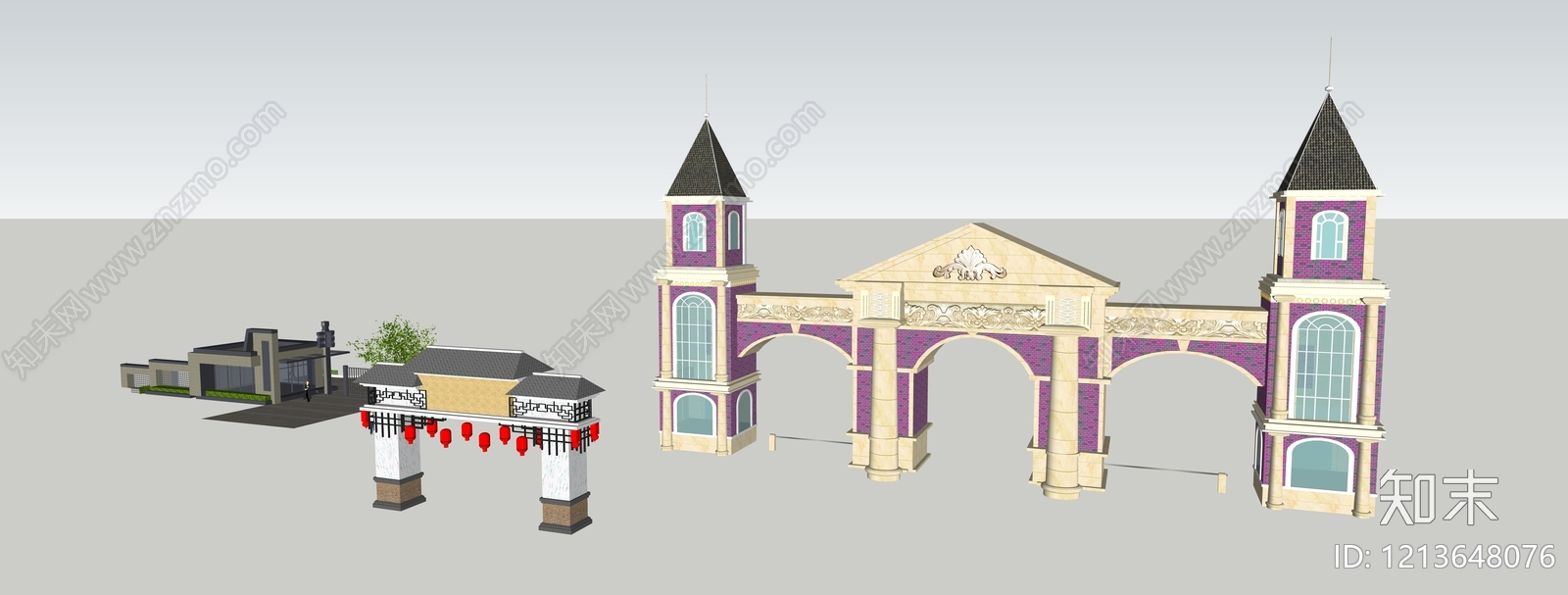 欧式入口大门SU模型下载【ID:1213648076】